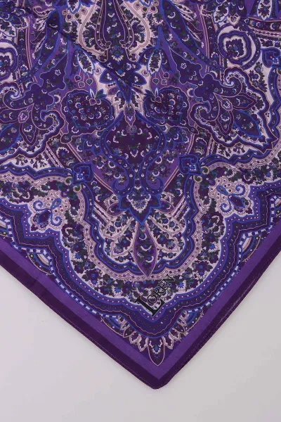 Koyu Mor 90x90 Cm Dijital Baskı Etnik Desenli Pamuk Eşarp 367880