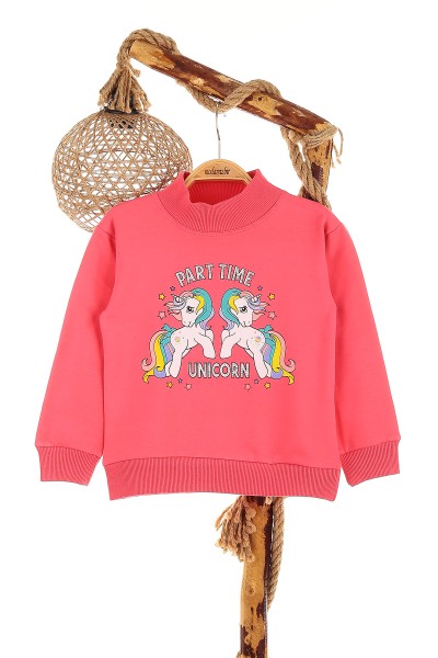 koyu-pembe-5-8-yas-part-time-baskili-iki-ip-sardonlu-kiz-cocuk-sweat-151582