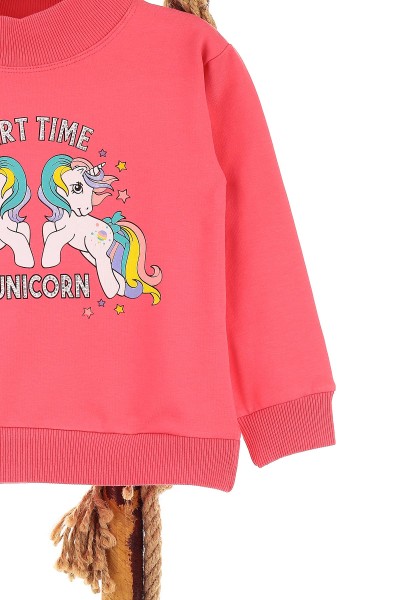 Koyu Pembe (5-8 Yaş) Part Tıme Baskılı İki İp Şardonlu Kız Çocuk Sweat 151582
