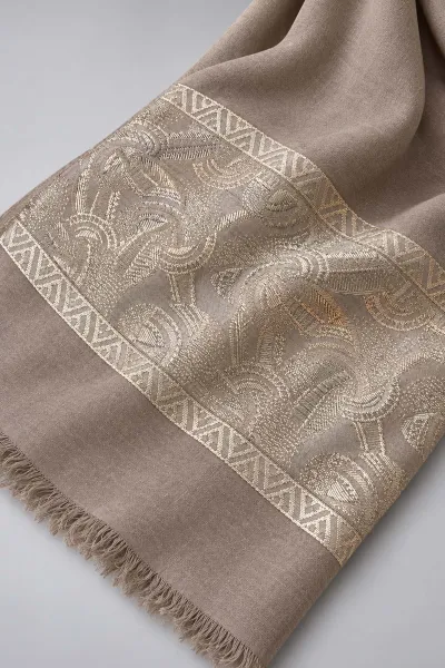 Koyu Vizon 70x180 Cm Elara Premium Jakarlı Pamuk Şal 494284