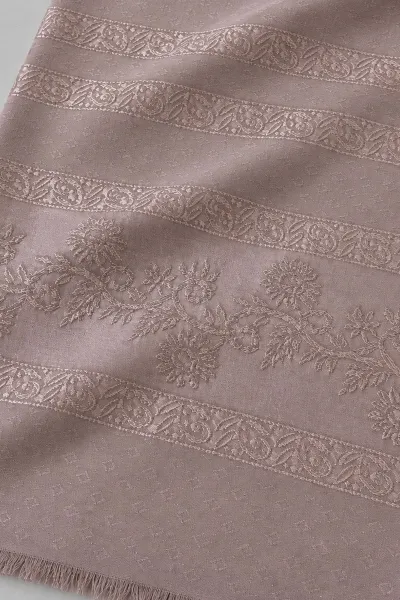 Koyu Vizon 70x180 Cm Floral Premium Jakarlı Pamuk Şal 494054