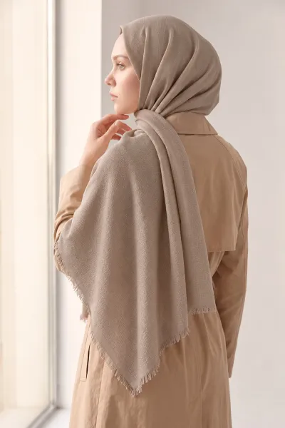 Koyu Vizon 70x180 Cm Mimoza Premium Jakarlı Pamuk Şal 494021