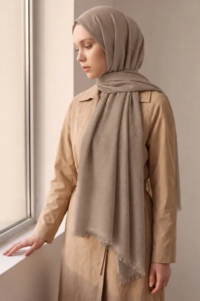 Koyu Vizon 70x180 Cm Mimoza Premium Jakarlı Pamuk Şal 494021