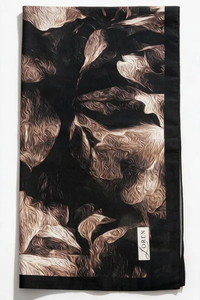 Koyu Vizon 90x90 Cm Dijital Baskılı Velvet Bloom Desen Soft Eşarp 498530