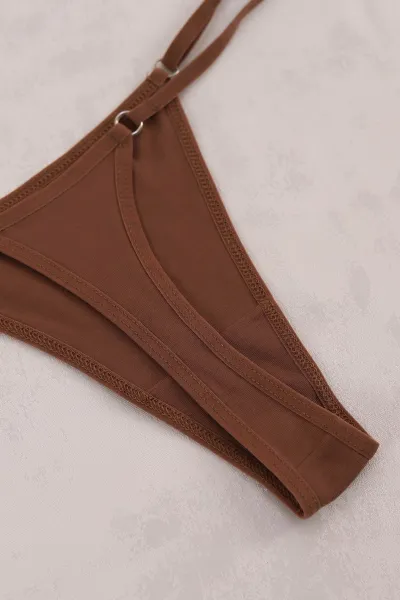Koyu Vizon Beli Ayarlanabilir Kadın Tanga Külot 415965