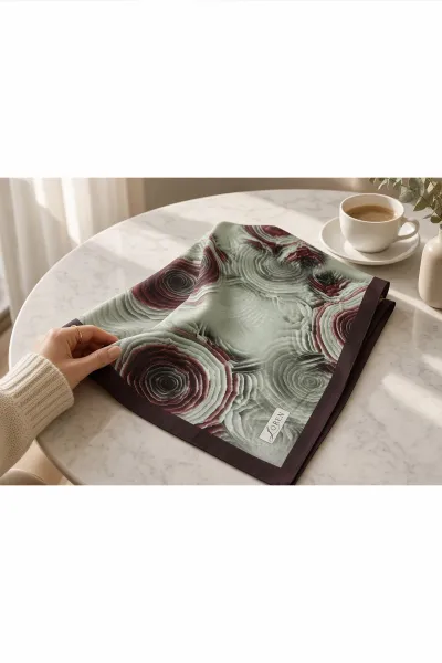 Koyu Vizon - Yeşil 90x90 Cm Dijital Baskılı Rosetta Desen Soft Eşarp 498599