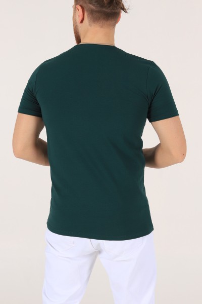 Koyu Yeşil Düz Kesim Basic Erkek Tişört 172951
