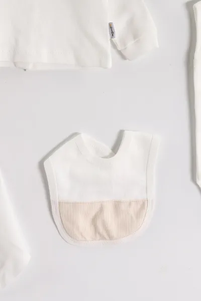 Krem (0-3 Ay)Rapor Yakalı Erkek Bebek Hastane Çıkış Seti 447654