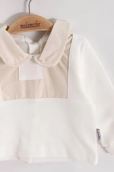 Krem (0-3 Ay)Rapor Yakalı Erkek Bebek Hastane Çıkış Seti 447654