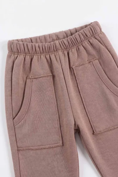 Krem (1-4 Yaş) Baskılı Sweatli  Nakışlı Ceketli Alt Şardonlu Erkek &Bebek Çocuk 3'lü Takım 495363