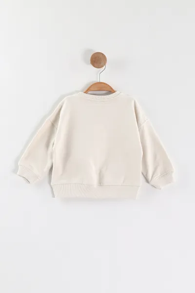 Krem (1-4 Yaş)Ayıcık Aksesuarlı Erkek Çocuk Sweatshirt 432821