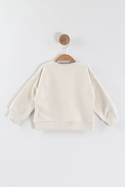 Krem (1-4 Yaş)Süzene Nakışlı Baskılı Erkek Çocuk Sweatshirt 432903
