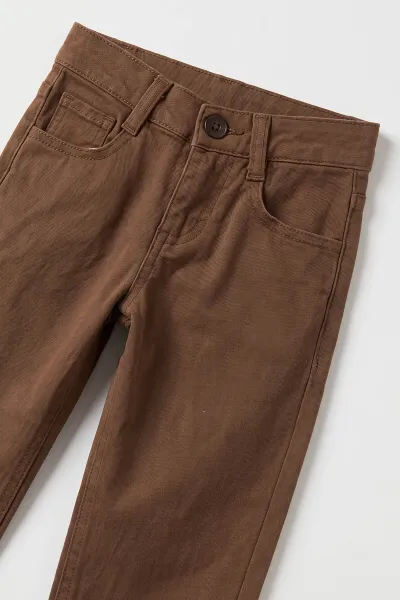 Krem (1-6 Yaş) Gömlekli Desenli Yakadan Yarım Fermuarlı Kazaklı Gabardin Pantolonlu  Erkek Çocuk 3'lü Takım 501303