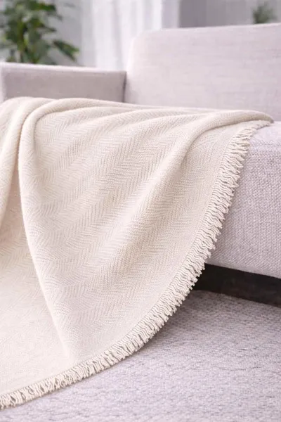 Krem 170x200 Cm Bella Home Çok Amaçlı Örtü - Koltuk Örtüsü - Pike 434786