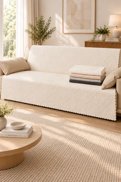 Krem 170x215 Cm Bella Home Focus Asorti Koltuk Örtüsü 487072