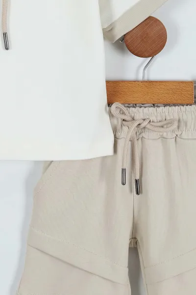 Krem (2-5 Yaş) Ourstyle Baskılı Kapüşonlu Erkek Çocuk Takım 271471
