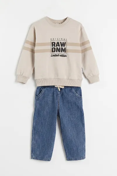 Krem (2-5 Yaş) Raw Dnm Baskılı 2 İp Erkek Çocuk Takım 471180