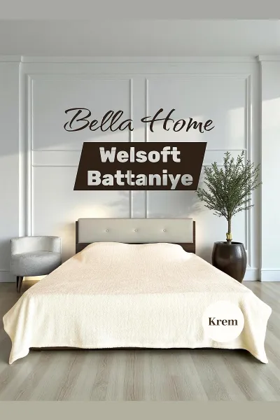 Krem 200x220 Cm Bella Home Çift Kişilik Welsoft Battaniye 413197