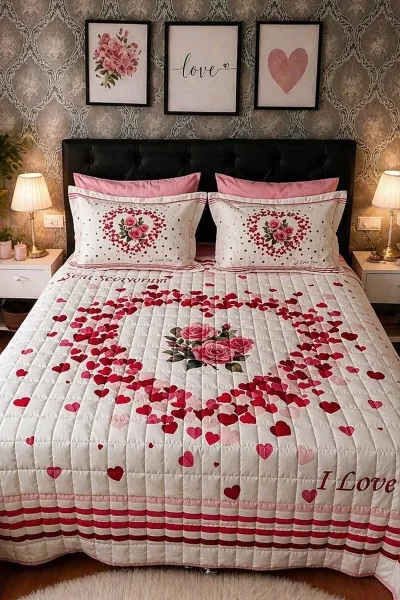 Krem 200x220 Cm Kapitoneli Çift Kişilik Yatak Örtüsü Takımı 465526
