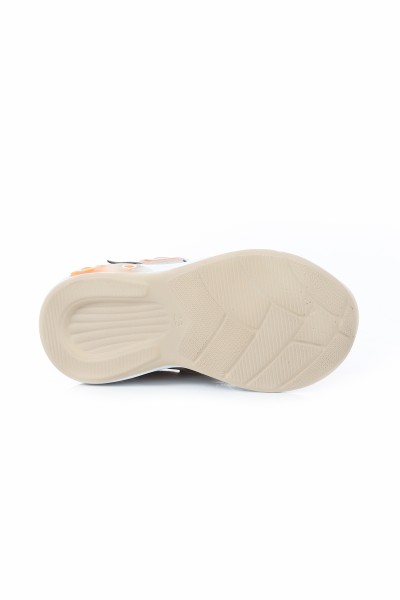 Krem (22-25 Bebe) Işıklı Cırtlı Kalp Motifli Kız Bebe Spor Ayakkabı 169036