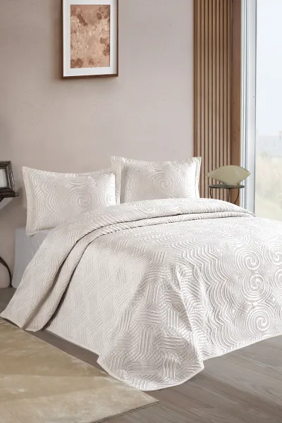 Krem 240x260 Çift Kişilik Gelin Seti Yatak Örtüsü 288912