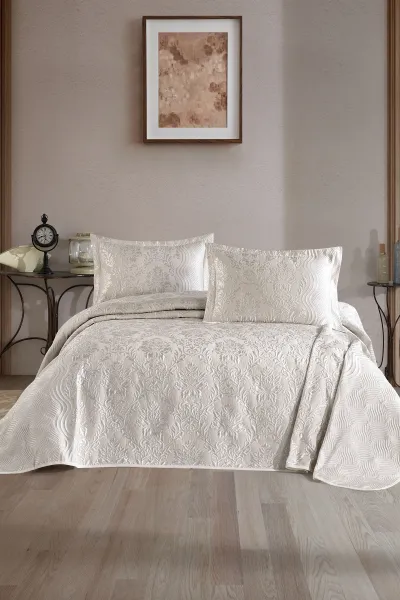 Krem 240x260 Çift Kişilik Gelin Seti Yatak Örtüsü 288932