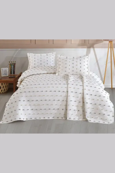 Krem 240x260 Çift Kişilik Gelin Seti Yatak Örtüsü 334904
