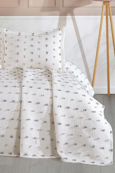 Krem 240x260 Çift Kişilik Gelin Seti Yatak Örtüsü 334904