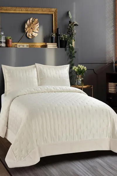 Krem 240x260 Cm Flame Sephora Çift Kişilik Yatak Örtüsü Takımı 425445