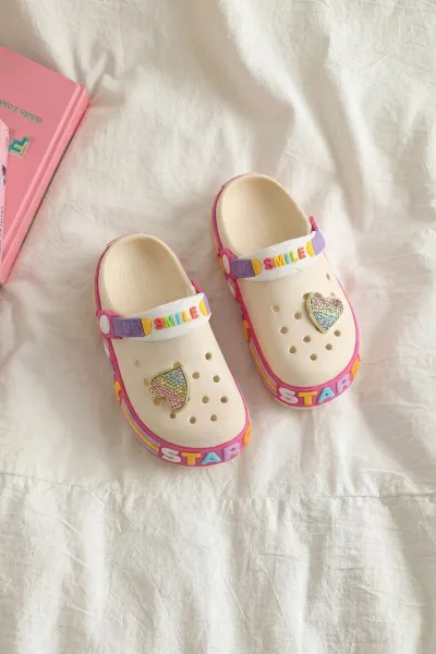 Krem ( 25 - 30 ) Kalp Tokalı Kız Çocuk Sandalet 462442