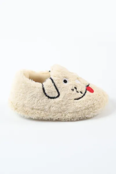 Krem ( 25 - 30 ) Peluş Figürlü Erkek Çocuk Panduf 488295