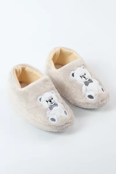 Krem ( 29 - 34 ) Peluş Figürlü Çocuk Panduf 496296