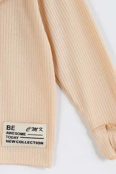 Krem (3-11 Yaş) Yaka ve Kol Fırfır Detaylı Kız Çocuk Sweatshirt 297014
