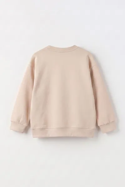 Krem (3-12 Yaş) Boston Baskılı Erkek Çocuk Sweatshirt 473821