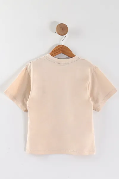 Krem (3-12 Yaş)K Baskılı Erkek Çocuk Tişört 447168