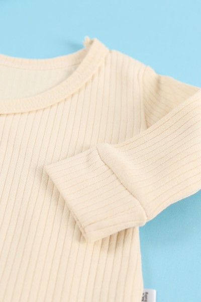 Krem (3-15 Ay) Fitilli Çıtçıtlı Kız Bebe Badi 220834