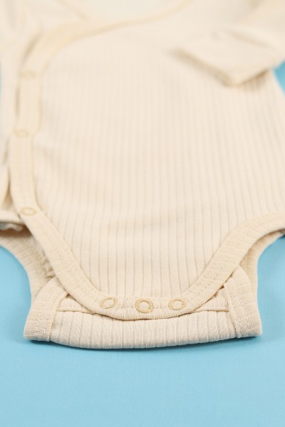 Krem (3-15 Ay) Fitilli Çıtçıtlı Kız Bebe Badi 220834