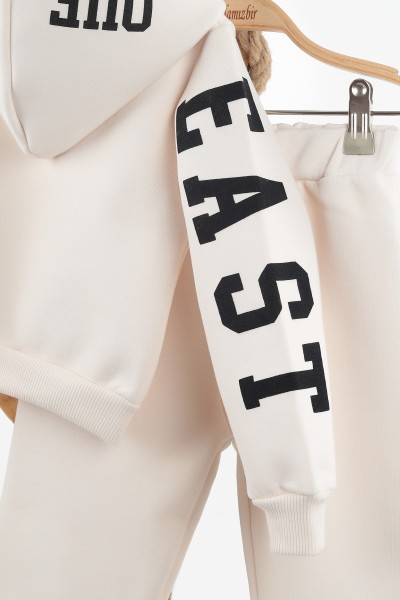Krem (3-6 Yaş) Coast Kol Baskılı Üç İp Şardonlu Kız Çocuk Takım 137224