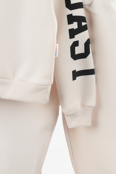 Krem (3-6 Yaş) Coast Kol Baskılı Üç İp Şardonlu Kız Çocuk Takım 137224