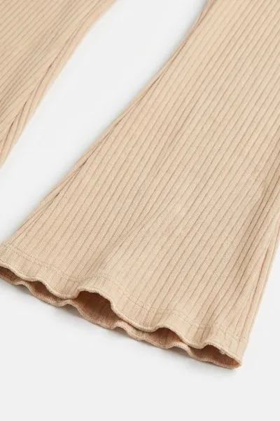 Krem (3-8 Yaş) Çiçek  Baskılı 2 İp Sweatli Fitilii Bol Paça  Taytlı Kız Çocuk Mevsimlik Takım 484944