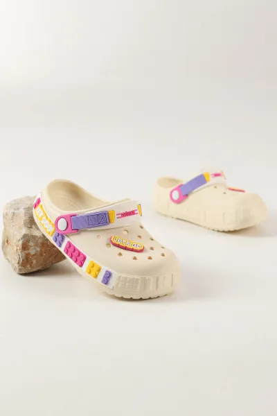 Krem ( 31 - 35 ) Figürlü Kız Çocuk Sandalet 462454