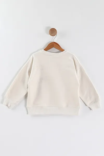 Krem (5-8 Yaş)Bad Life Baskılı Kız Çocuk Sweatshirt 432932