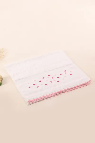 Krem 50x90 Cm Bella Home Kadife Ponponlu El Havlusu 395591