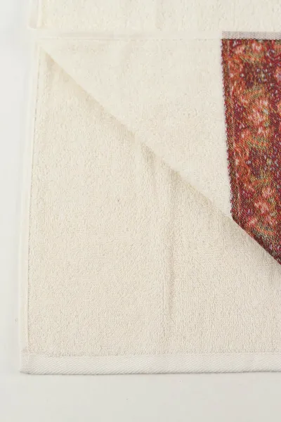 Krem 50x90 Cm Nakışlı Desenli Kilim Havlu 460421