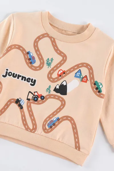 Krem (6-18  Ay)  Journey Baskılı 2 İp Erkek Bebek  Takım 495571