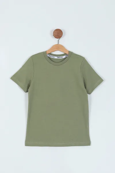 Krem (6-9 Yaş) Baskılı Cepli Gömlek Tişört İkili Erkek Çocuk Takım 242091