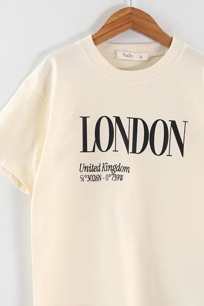 Krem (6-9 Yaş) London Baskılı Erkek Çocuk Takım 464917