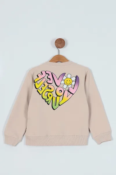 Krem (8-12 Yaş)  Baskılı Kız Çocuk Sweat 236177