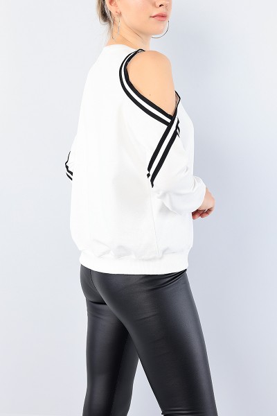 Krem Açık Omuzlu Bayan Sweat 75586