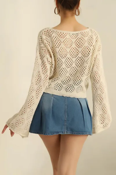 Krem Ajurlu Triko Bluz 259069